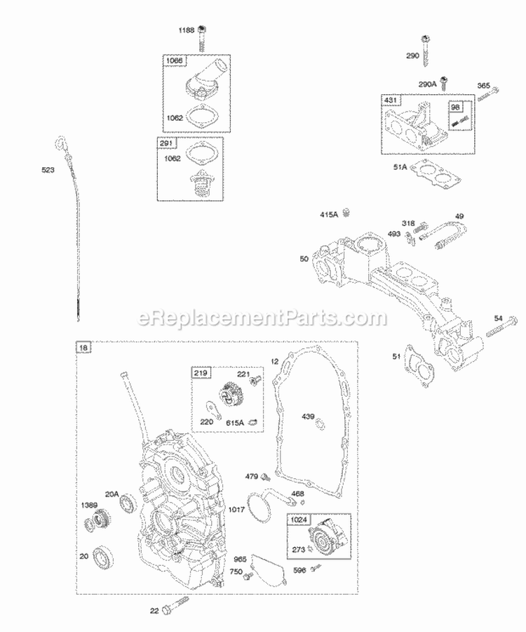 Crankcase Cover Intake Manifold Inlet Housing Diagram and Parts List for 473177-0100-E1  Briggs and Stratton Engine